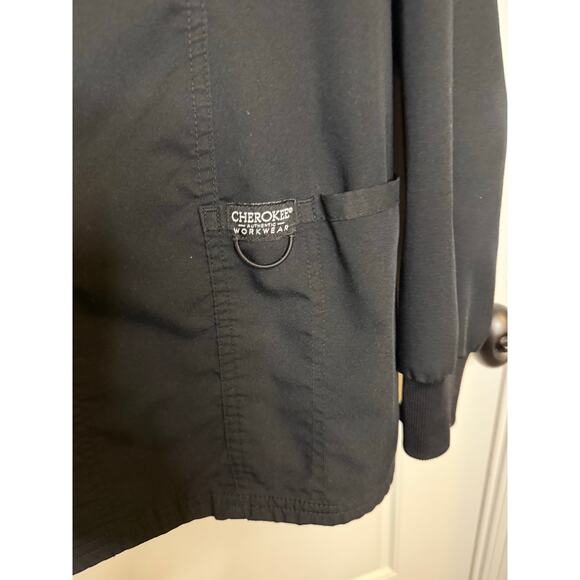 Cherokee Black Lab coat Scrubs Size Large Snap front Jacket Medical - Picture 7 of 9